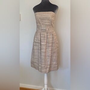 Banana Republic Linen Blend Strapless Dress with Pockets Taupe Size 4